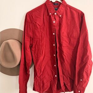 J. Crew Vibrant Red Casual Button-Down Shirt